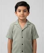 HR clothing Kids Half Sleeves Shirt - L-Green BSH-0116