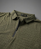 Men's T-Shirt Collar Green Zip Style Tsh-7021