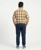 Men's  Over Size Casual Yellow Chk Half Sleves Shc-2080