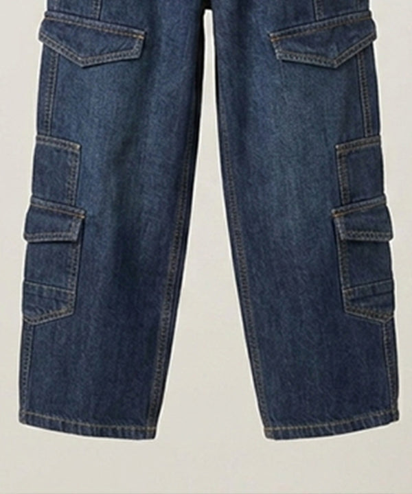 Boys Navy Multi-Pocket Baggy Jeans- Bjp-0299