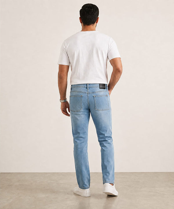 Men's Denim Straight Fit Jeans - Sky-Blue - JP-2261