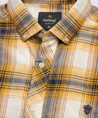 Men's  Over Size Casual Yellow Chk Half Sleves Shc-2080