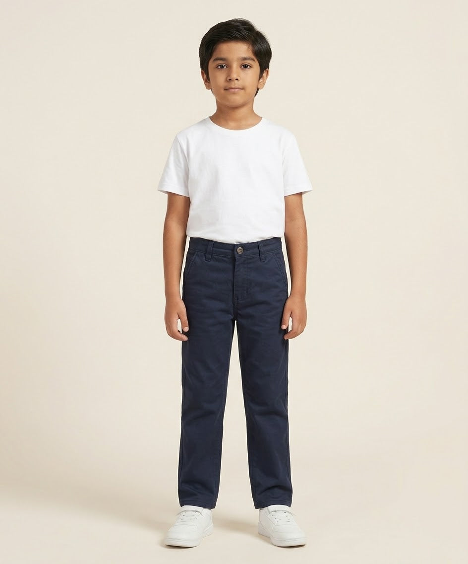 Kids Cotton Self-Navy Chino Pant - Bcp-0052