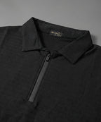 Men's T-Shirt Collar Black Zip Style Tsh-7026