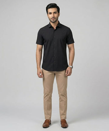 Men's Casual Black Half Sleves Shc-2073