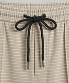 Men’s Pinstripe Drawstring Smart Baggy Trousers- LWR-0688 Beige Stripe