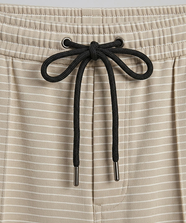 Men’s Pinstripe Drawstring Smart Baggy Trousers- LWR-0688 Beige Stripe