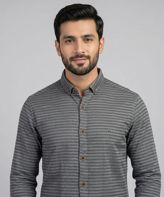 Men's Casual Shirt - Shc-1704 Green Stripe
