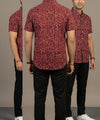 Men's Casual Printed Maroon Half Sleves Shc-1778