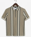 MEN'S T-SHIRT COLLAR BEIGE STRIPE Old Money TSH-7161
