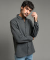 HR Clothing Men's Casual Textured Shirt - Dark Grey