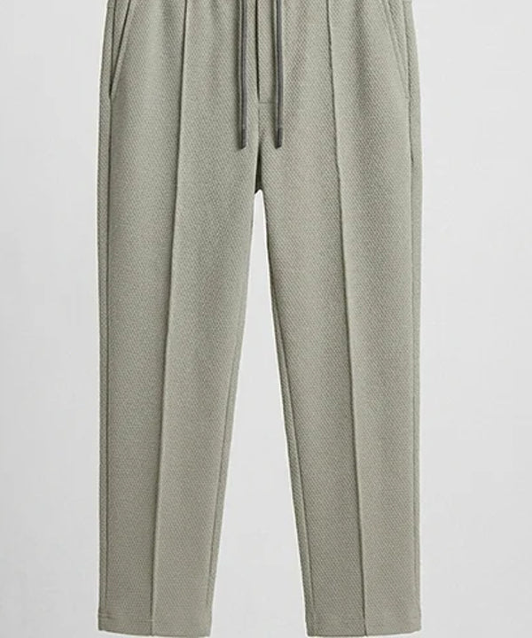 Waffle Knit Elastic Waist Trousers - Green Lwr-0694