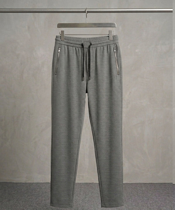 Men’s Pinstripe Drawstring Smart Baggy Trousers- LWR-0688 Green Stripe