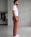 Men’s Pinstripe Drawstring Baggy Trousers– LWR-0688 Maroon Stripe