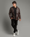 HR Clothing Men's Leather Jacket - Coffee