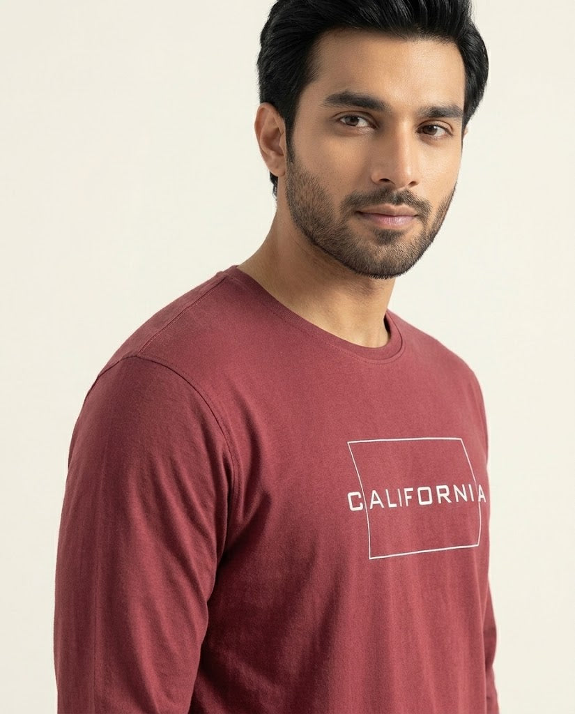 HR Clothing Men’s Maroon Full-Sleeves T-Shirt – TSH-5604