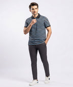 MEN'S T-SHIRT COLLAR MAROON STRIPE OLD MONEY TSH-5916