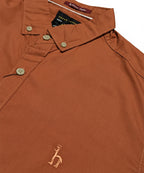 Men's Casual Shirt Half Sleeves - Rust Shc-1927 Strech Fabric (ORG)