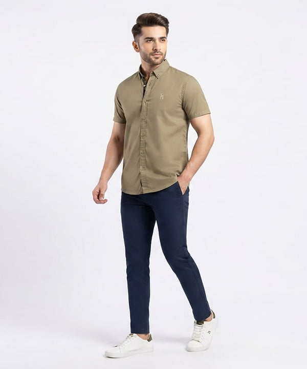 Men's Casual Green Half Sleves Shc-1845