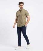 Men's Casual Green Half Sleves Shc-1845