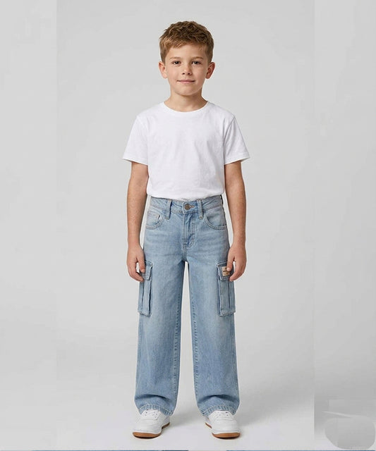Boys Comfortable Relaxed Fit Baggy Denim- Ice Blue Bjp-0291