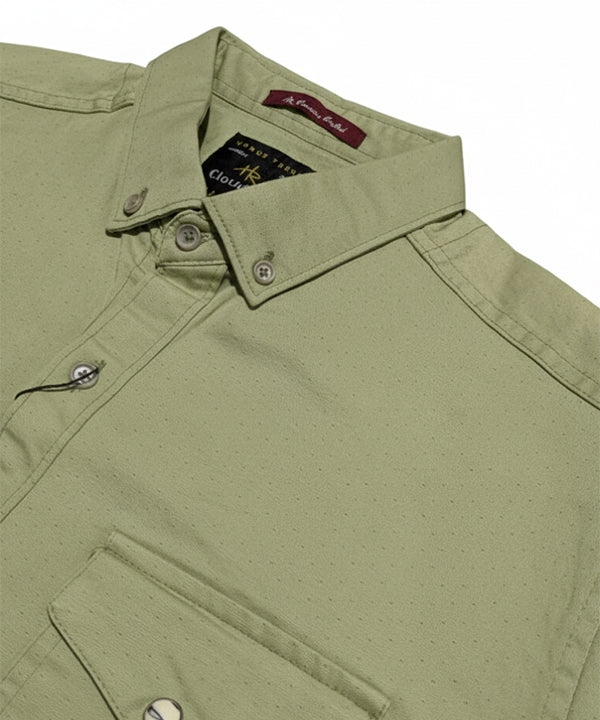 HR Clothing Men's Casual Shirt - Green Shc-1841 Strech Fabric (ORG)