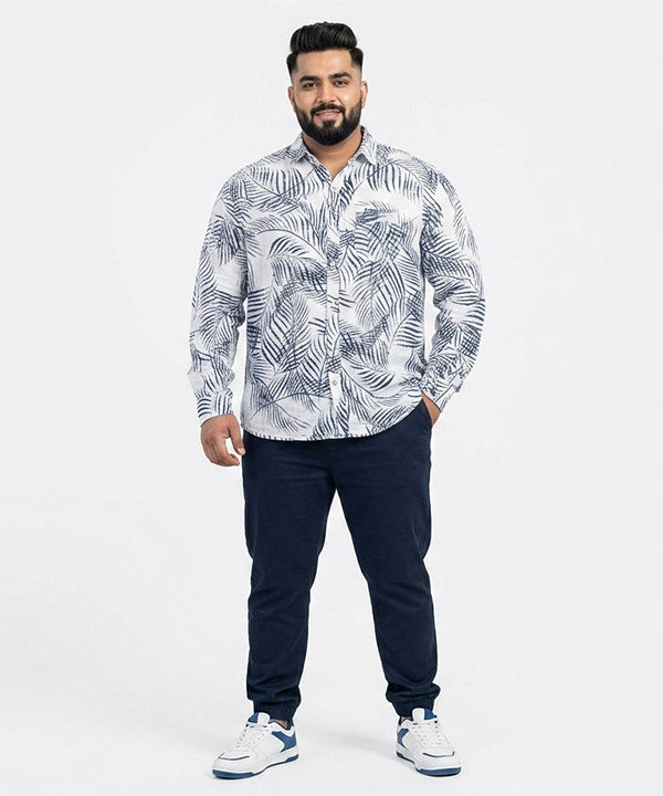 Men's Over Size Casual Shirt - Printed White Shc-1978 ORG