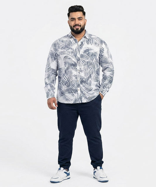 Men's Over Size Casual Shirt - Printed White Shc-1978 ORG