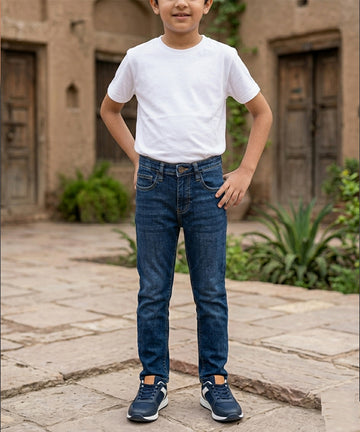 Boys Navy Blue Stretch Denim Jeans- Bjp-0301