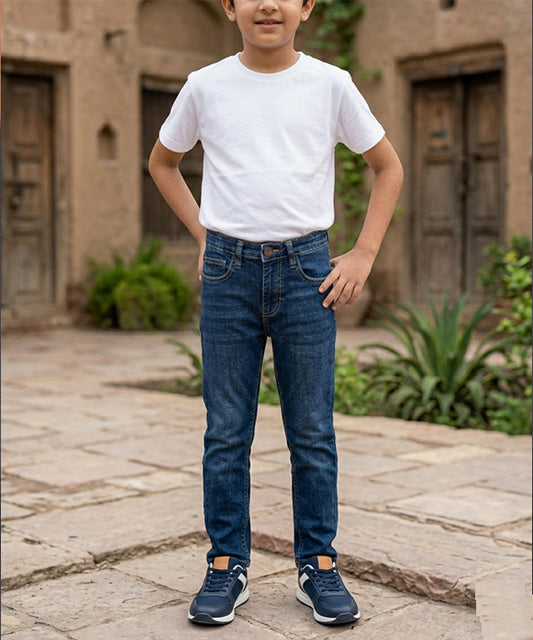 Boys Navy Blue Stretch Denim Jeans- Bjp-0301