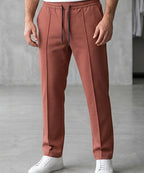 Men’s Pinstripe Drawstring Co-Ord Suit– Relaxed Fit- Maroon Stripe
