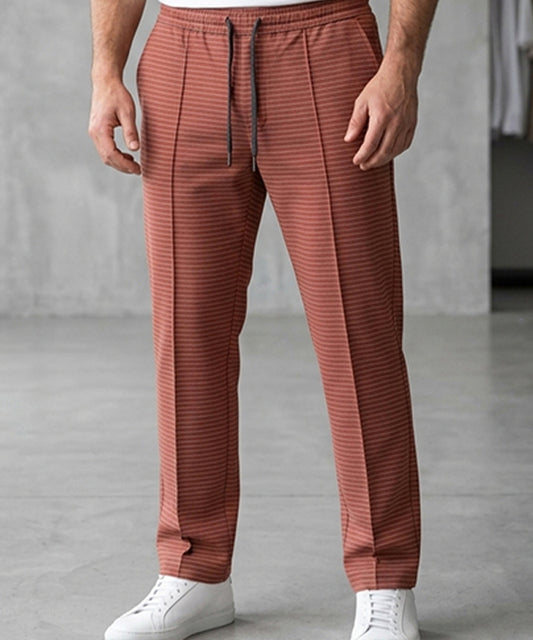 Men’s Pinstripe Drawstring Co-Ord Suit– Relaxed Fit- Maroon Stripe