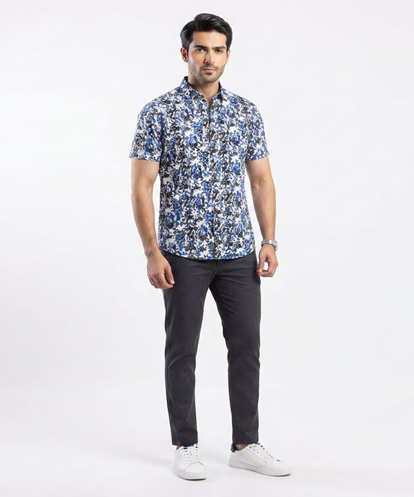 Men's Casual Printed Blue Half Sleves Shc-1776 (H)