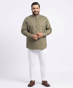 Men's Over Size Casual Shirt - Texture Green Shc-1391 ORG