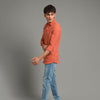 HR Clothing Men's Casual Textured Shirt - Orange