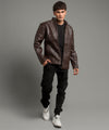 HR Clothing Men's Leather Jacket - Coffee