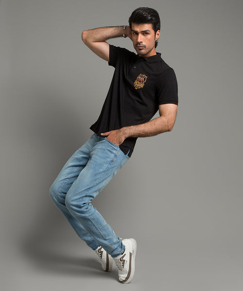 HR Clothing Men's Polo T-Shirt Black TSH-5546