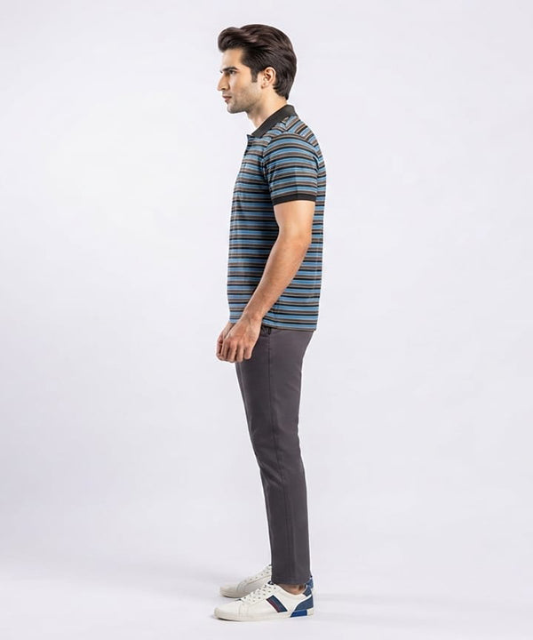 MEN'S T-SHIRT COLLAR MAROON STRIPE OLD MONEY TSH-5916