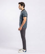 MEN'S T-SHIRT COLLAR MAROON STRIPE OLD MONEY TSH-5916