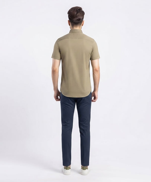 Men's Casual Green Half Sleves Shc-1845