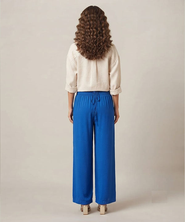 Women's Western Casual Blue Palazzo Trousers LPZ-0058