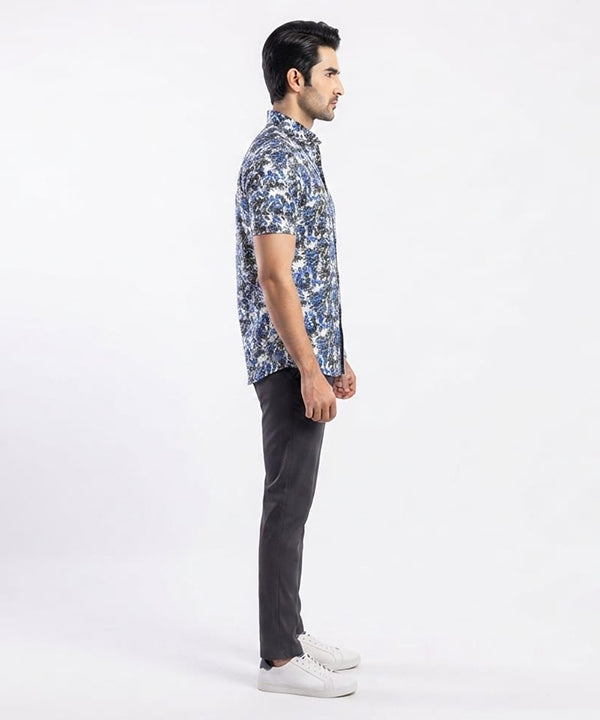 Men's Casual Printed Blue Half Sleves Shc-1776 (H)