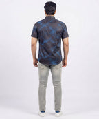 Men's Casual Printed Blue Half Sleves Shc-1778