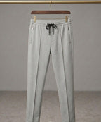 Men’s Pinstripe Drawstring Smart Baggy Trousers- LWR-0688 Grey Stripe