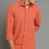 HR Clothing Men's Casual Textured Shirt - Orange