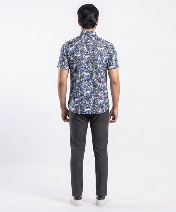 Men's Casual Printed Blue Half Sleves Shc-1776 (H)