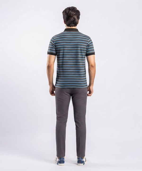 MEN'S T-SHIRT COLLAR MAROON STRIPE OLD MONEY TSH-5916