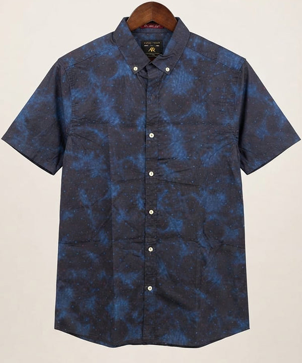 Men's Casual Printed Blue Half Sleves Shc-1778