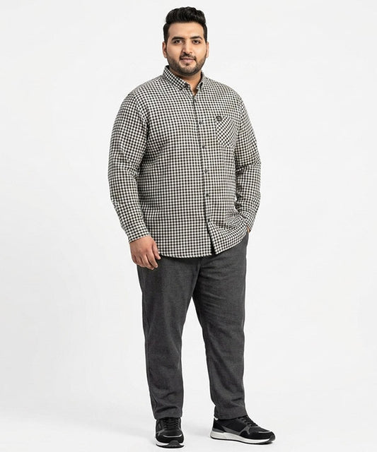 Men's Over Size Casual Shirt - Black Chk Shc-1933 ORG