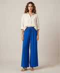 Women's Western Casual Blue Palazzo Trousers LPZ-0058